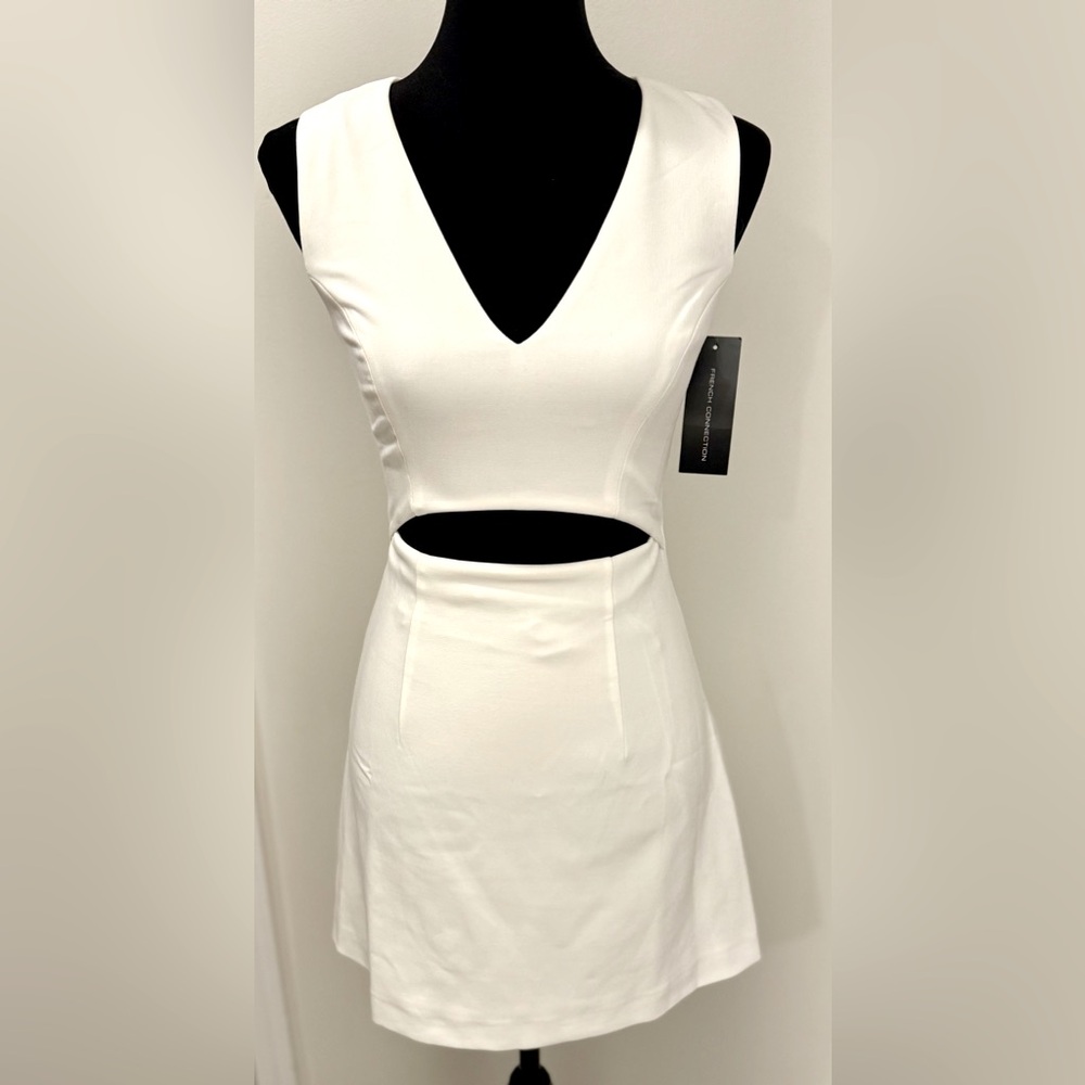 French Connection White Cutout V-Neck Mini Dress